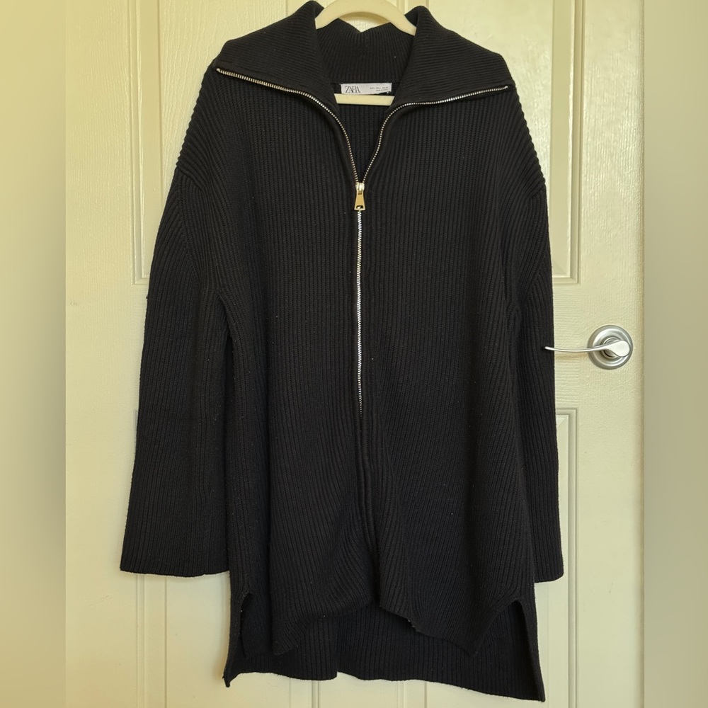 ZARA Navy Blue Knit Cardigan size L - Picture 3 of 6